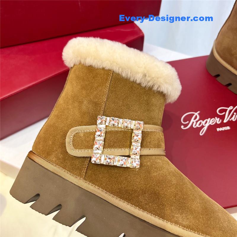 Roger Vivier Viv’ Brown Winter Suede Ankle Boots