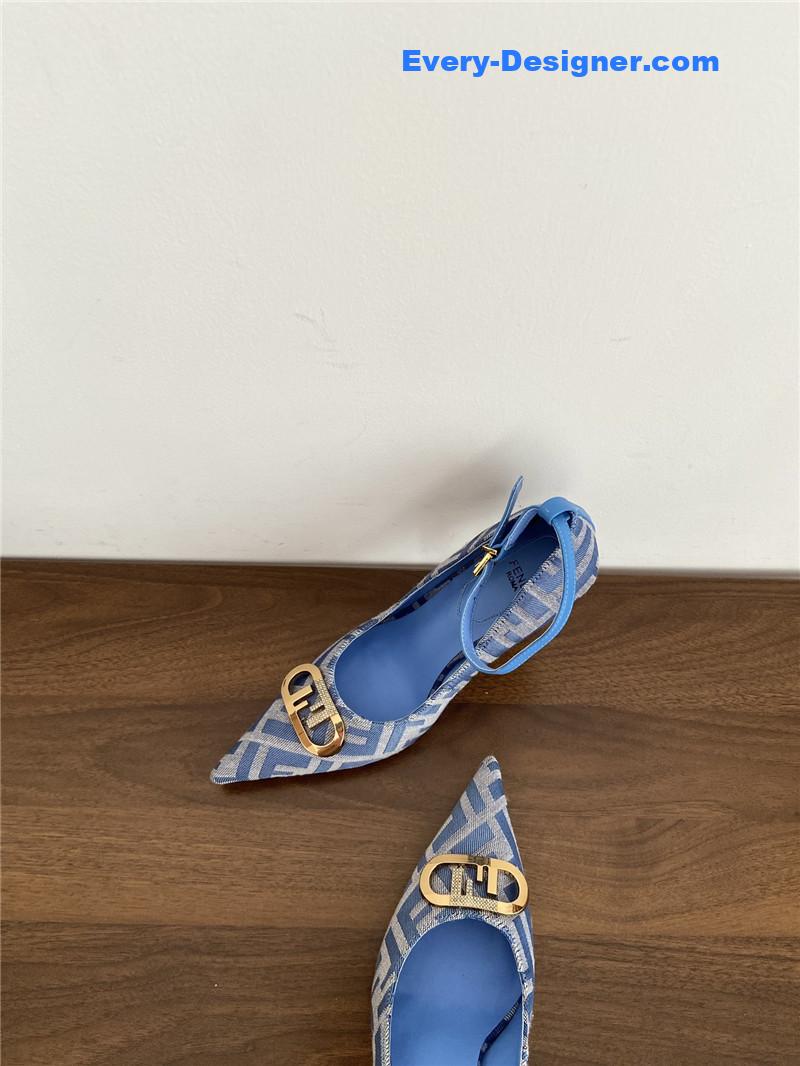 F**di colibri ff cotton high heels blue