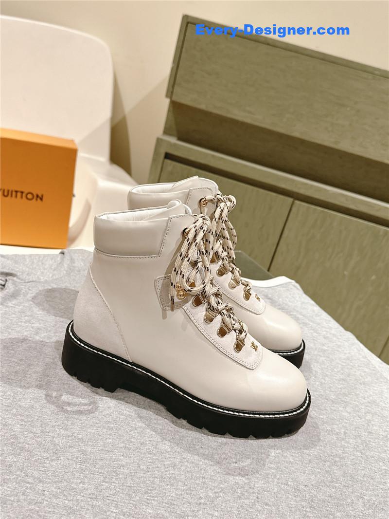 Louis Vuitton White Calfskin Ranger Boots