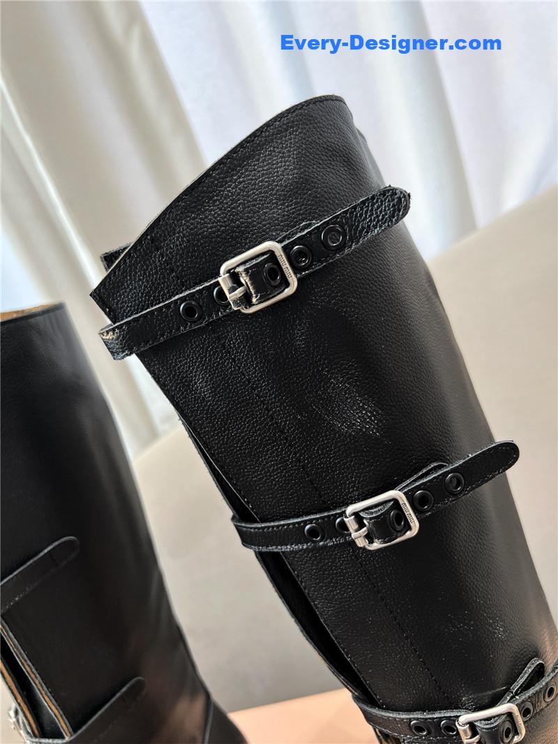 Miu Miu Runway Black Lace-Up Leather Boots