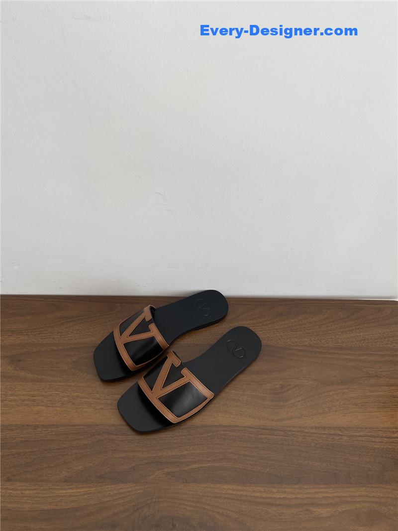 Valentino Viva Superstar Nappa Slides Black/Roasted