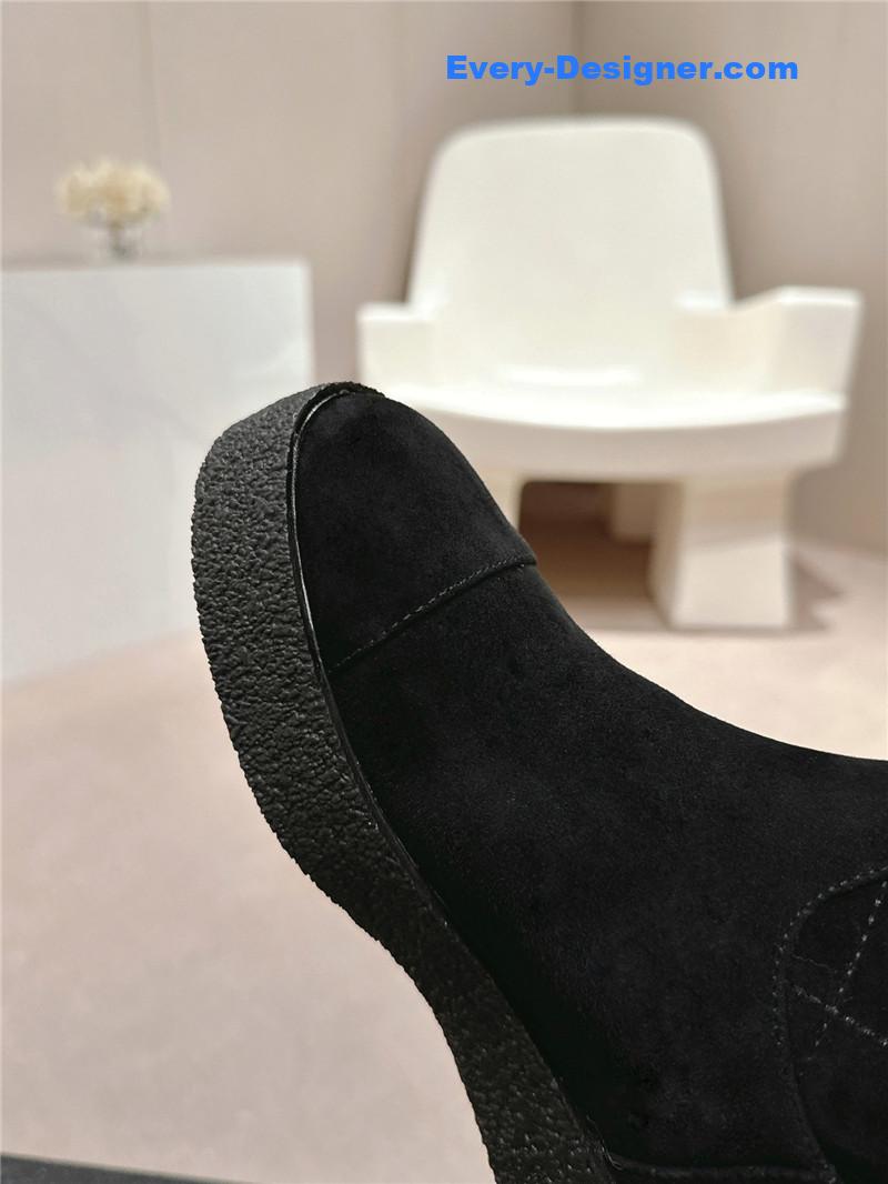 Ch**el logo black suede snow boots