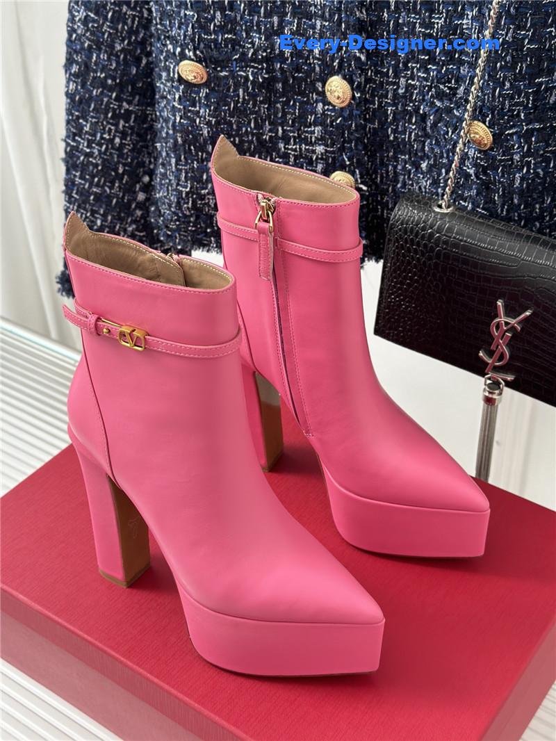 Valentino Garavani VLogo Pink Leather Boots