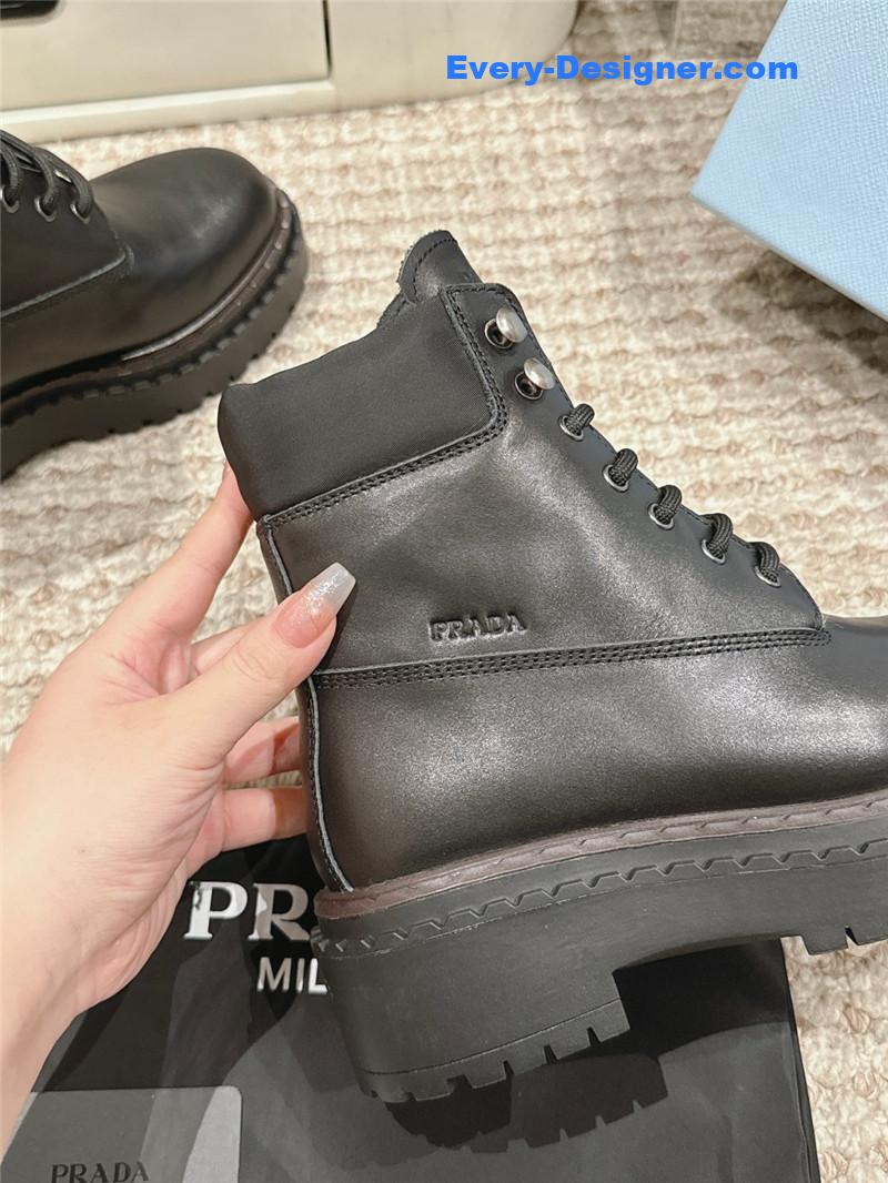 Pra*a leather platform ankle boots