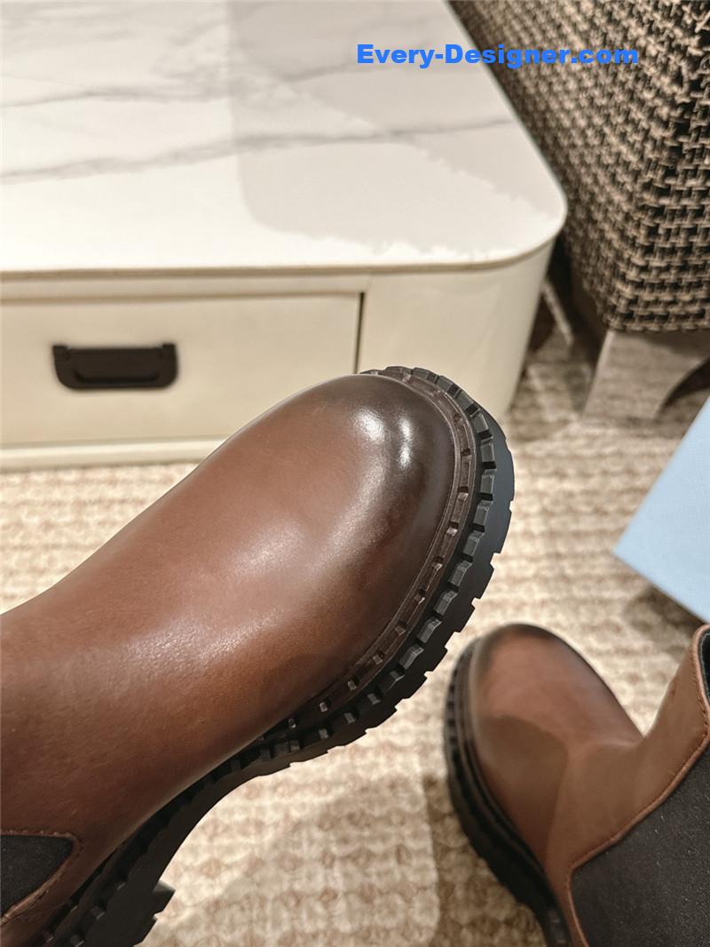 Pra*a brown calfskin chelsea ankle boots