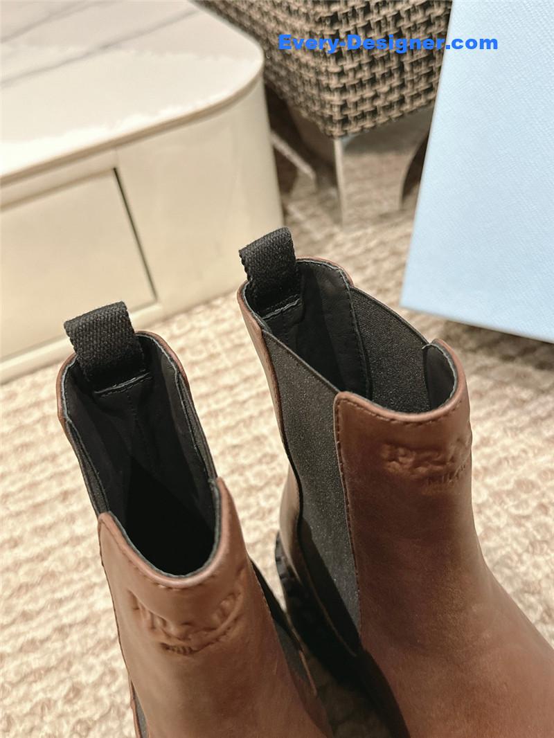 Pra*a brown calfskin chelsea ankle boots