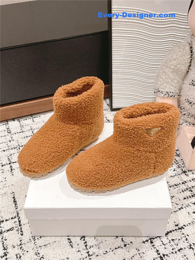 Prada Shearling Booties in Brown