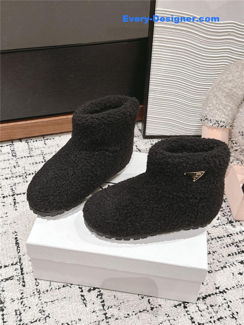 Prada Black Shearling Booties