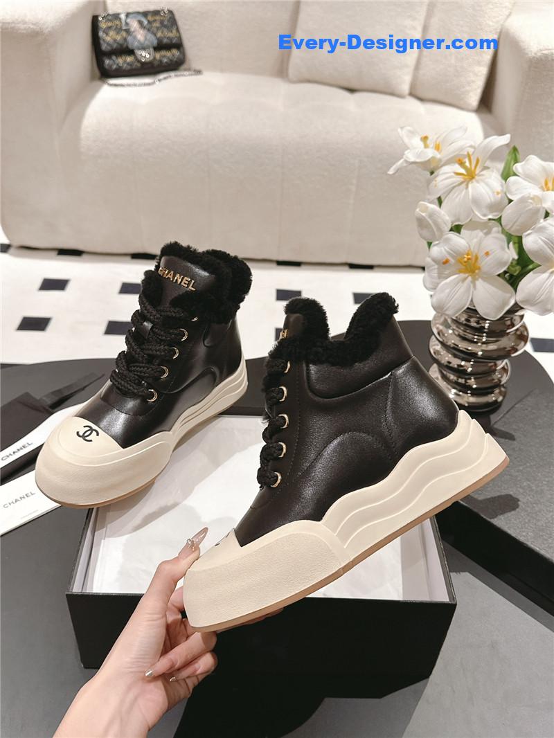 Chanel Black Wool Ankle Boots