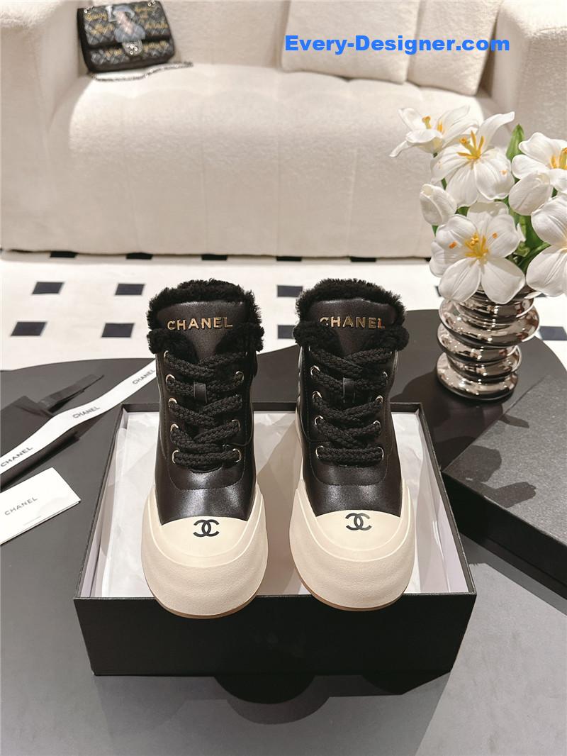 Ch**el black wool ankle boots