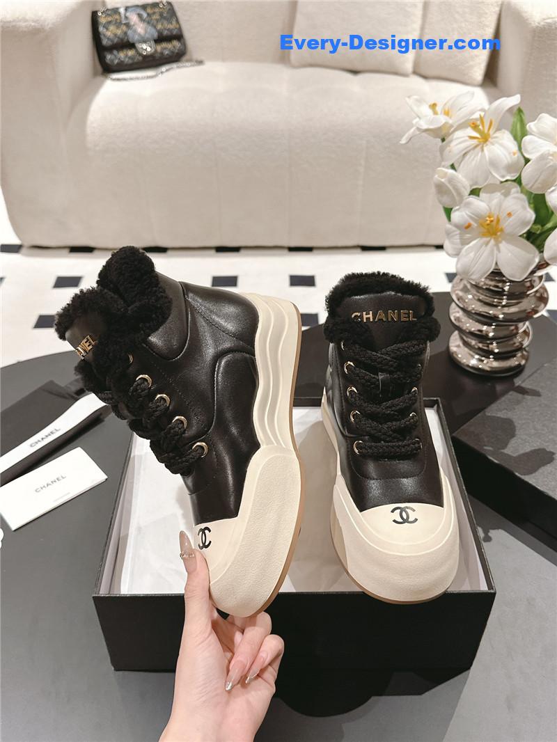 Ch**el black wool ankle boots