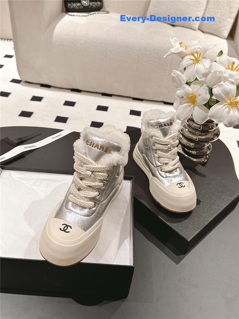 Ch**el silver wool ankle boots