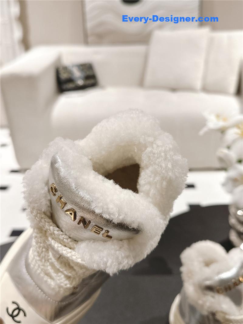 Ch**el silver wool ankle boots