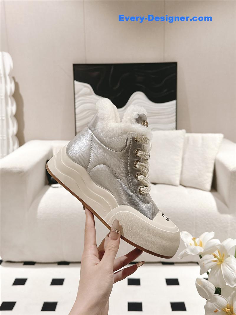 Ch**el silver wool ankle boots