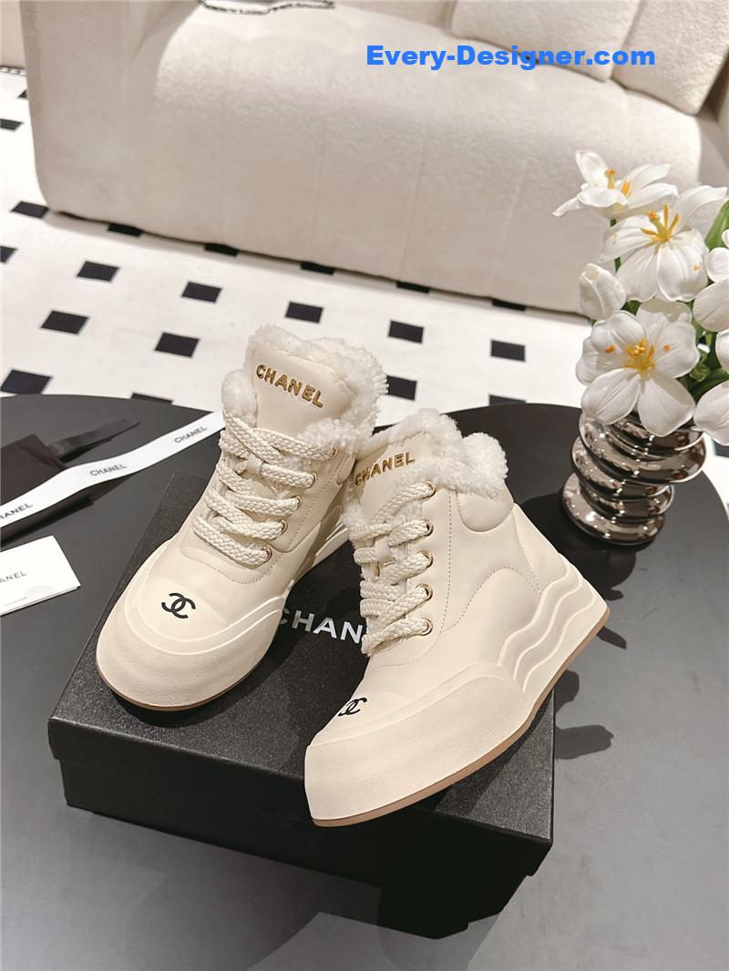 Ch**el winter high-top wool ankle boots