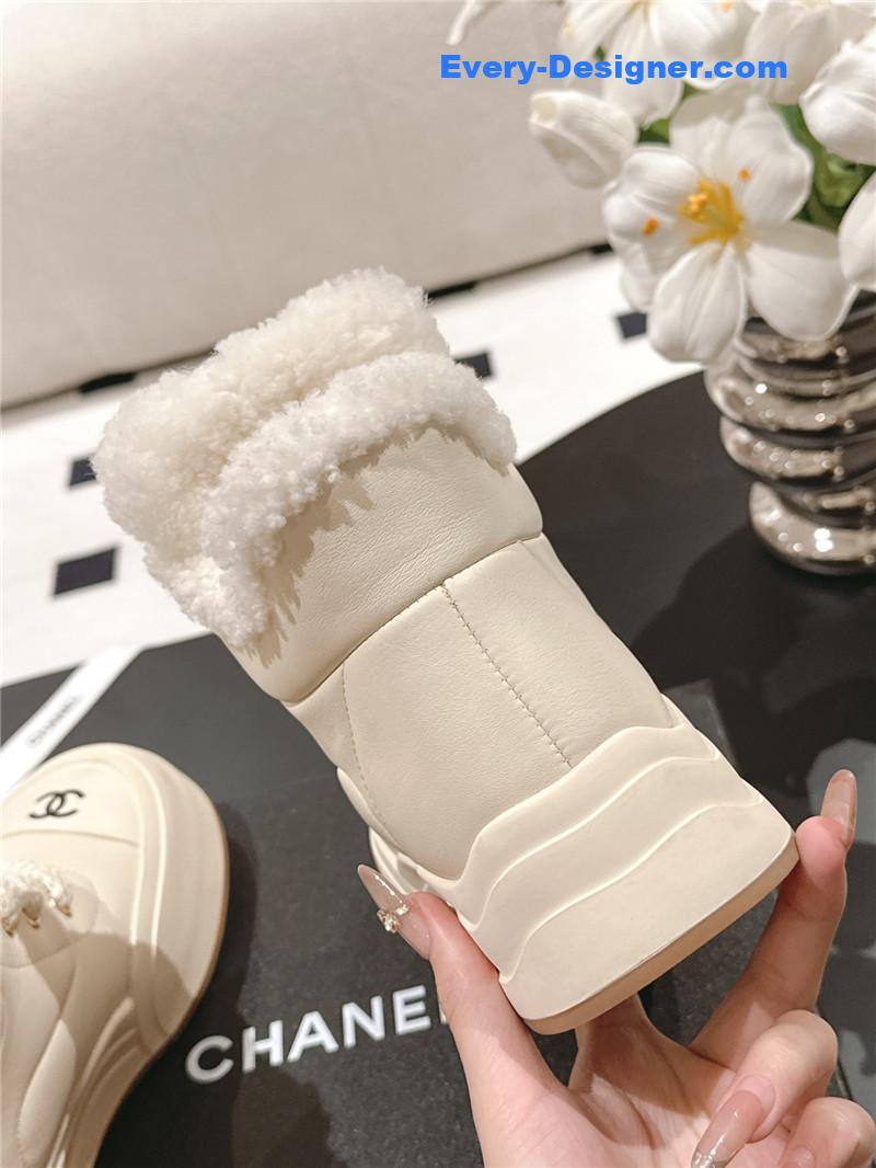 Ch**el winter high-top wool ankle boots