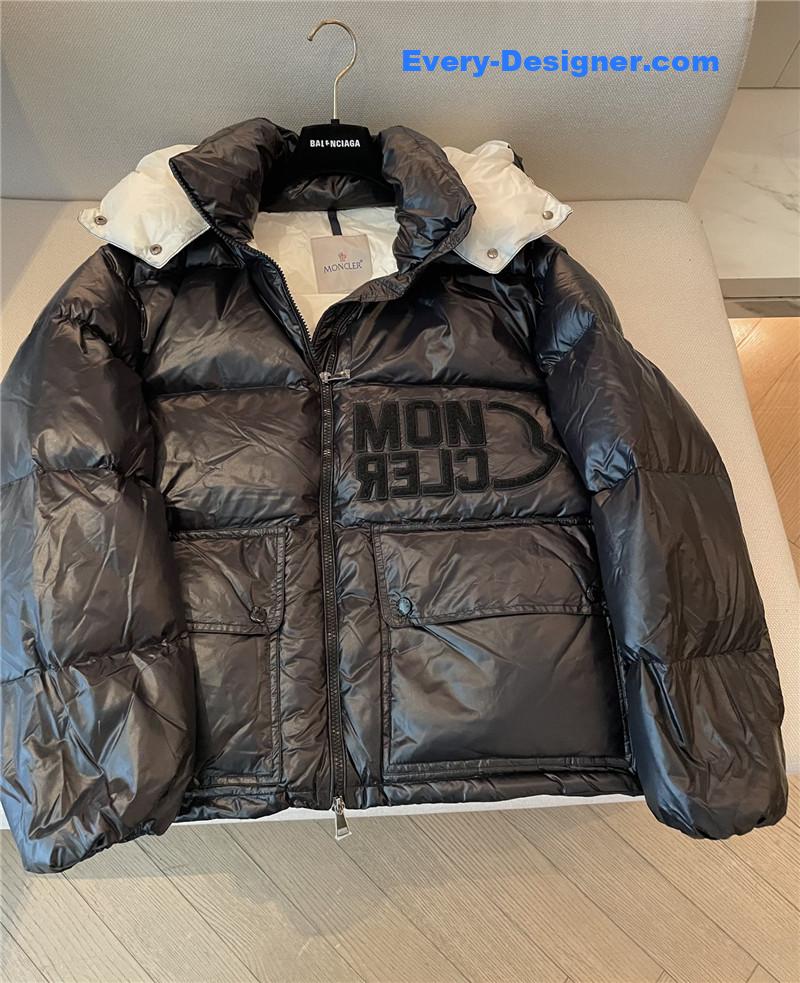 Moncler lettering hooded down jacket