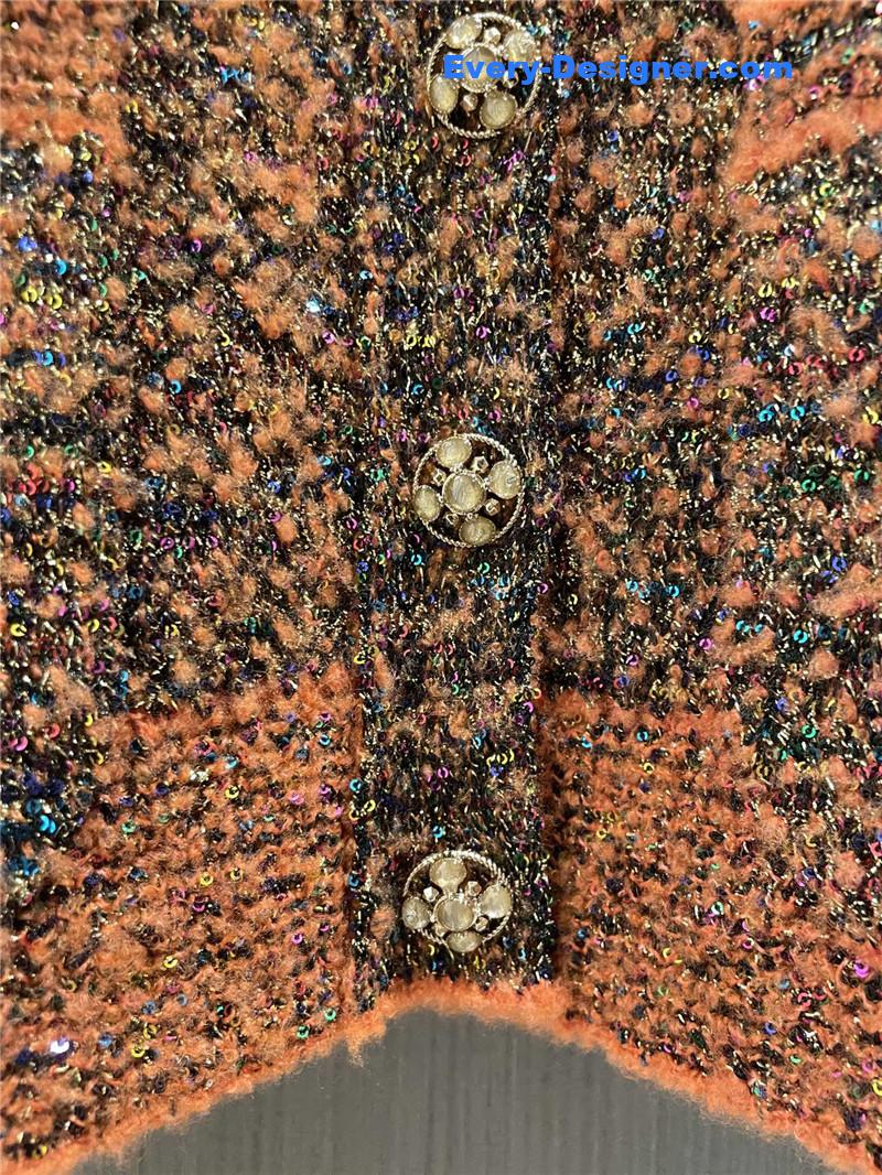 Ch**el orange v-neck blend knit sweater