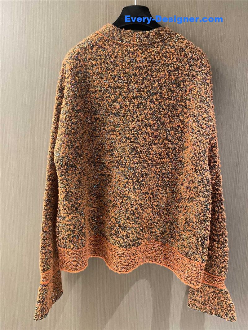 Ch**el orange v-neck blend knit sweater