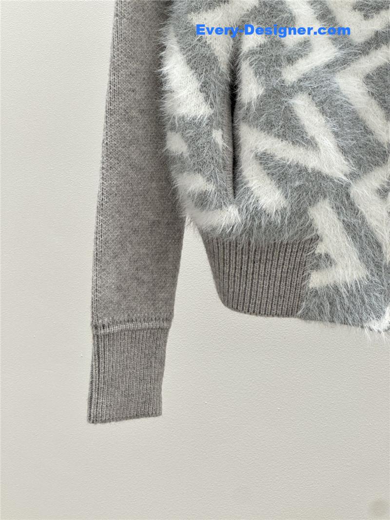 F**di lettering zip-up cardigan grey