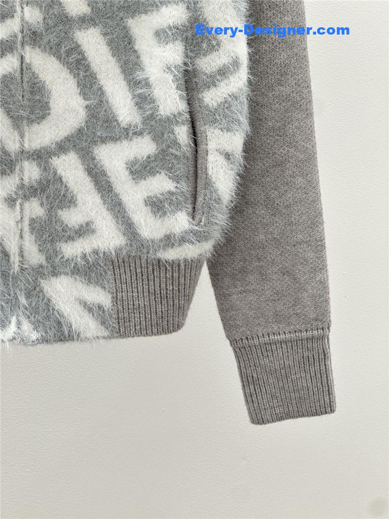 F**di lettering zip-up cardigan grey