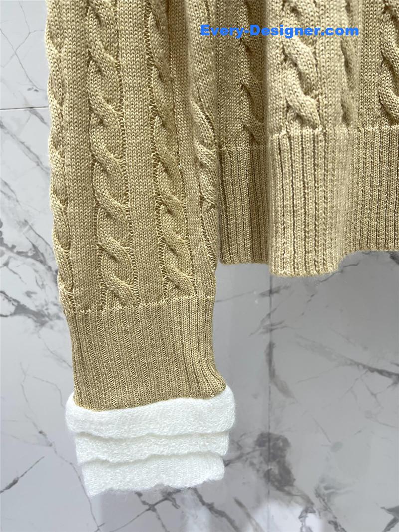Va1e*ntin0 yellow cable-knit ruffled sweater