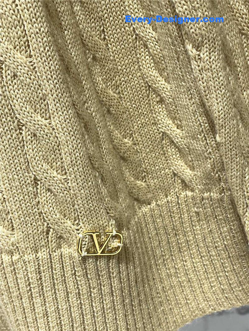 Va1e*ntin0 yellow cable-knit ruffled sweater