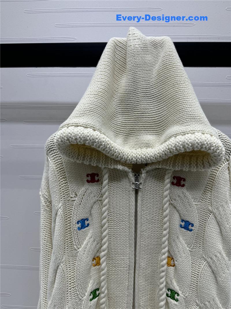 Ce1i*e crochet zip-up hooded sweater