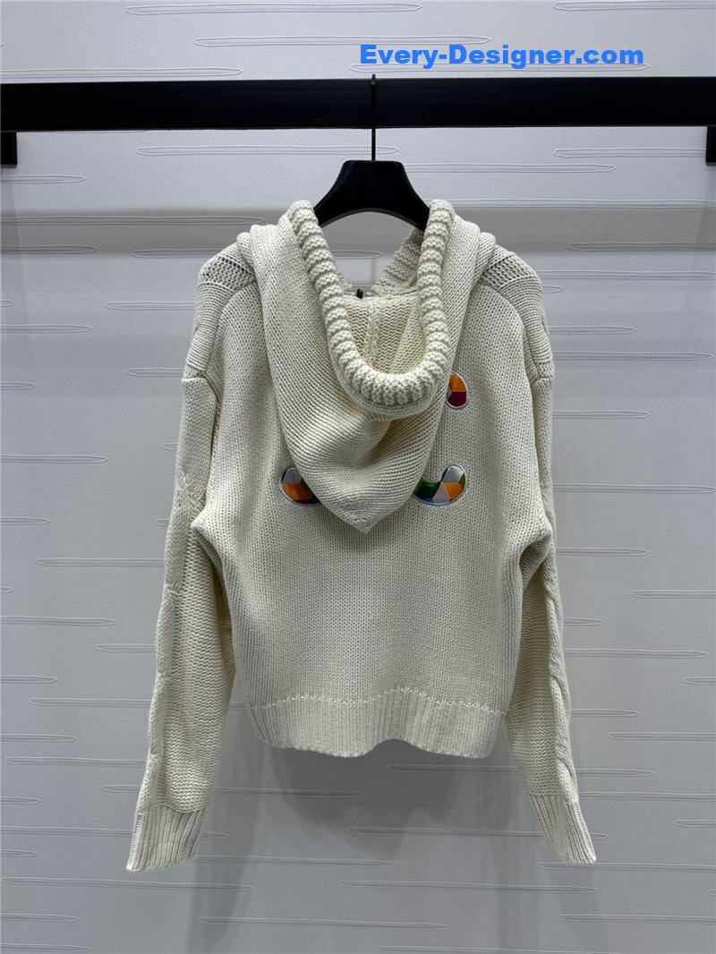 Ce1i*e crochet zip-up hooded sweater