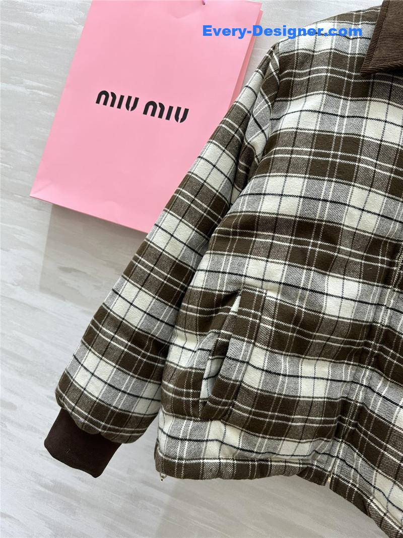 M1um1u plaid down jacket
