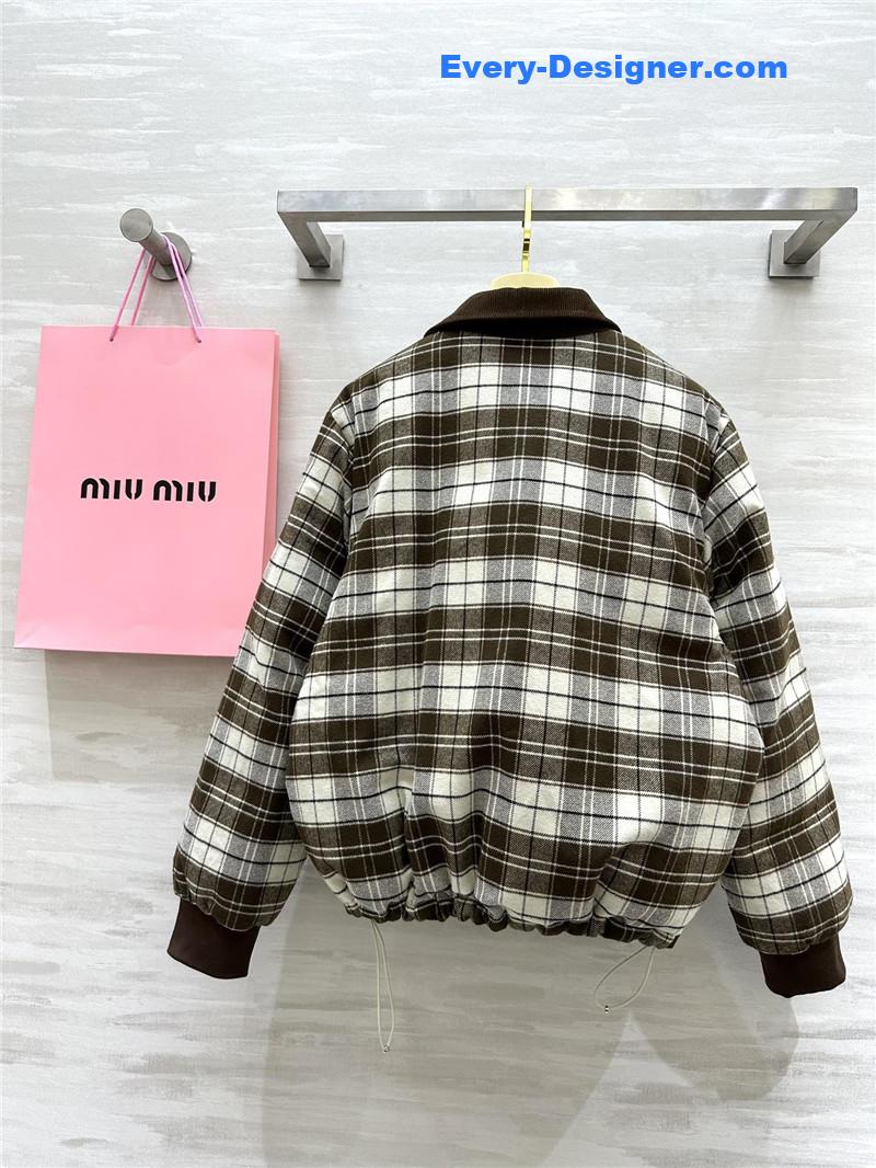 M1um1u plaid down jacket