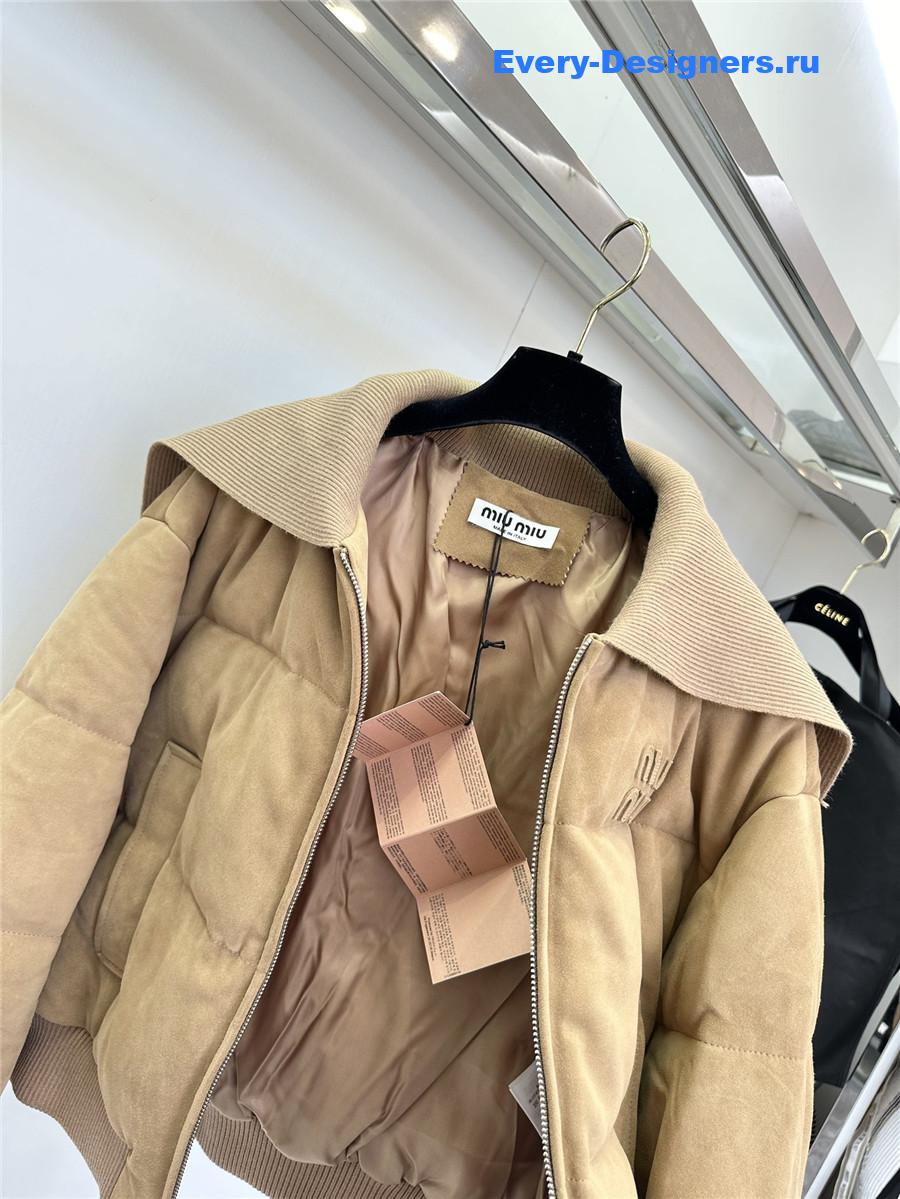 M1um1u maillard patchwork knitted jacket