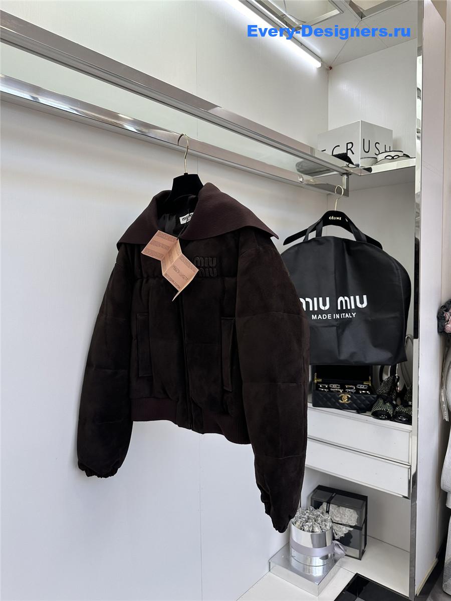 miu miu Maillard patchwork knitted jacket