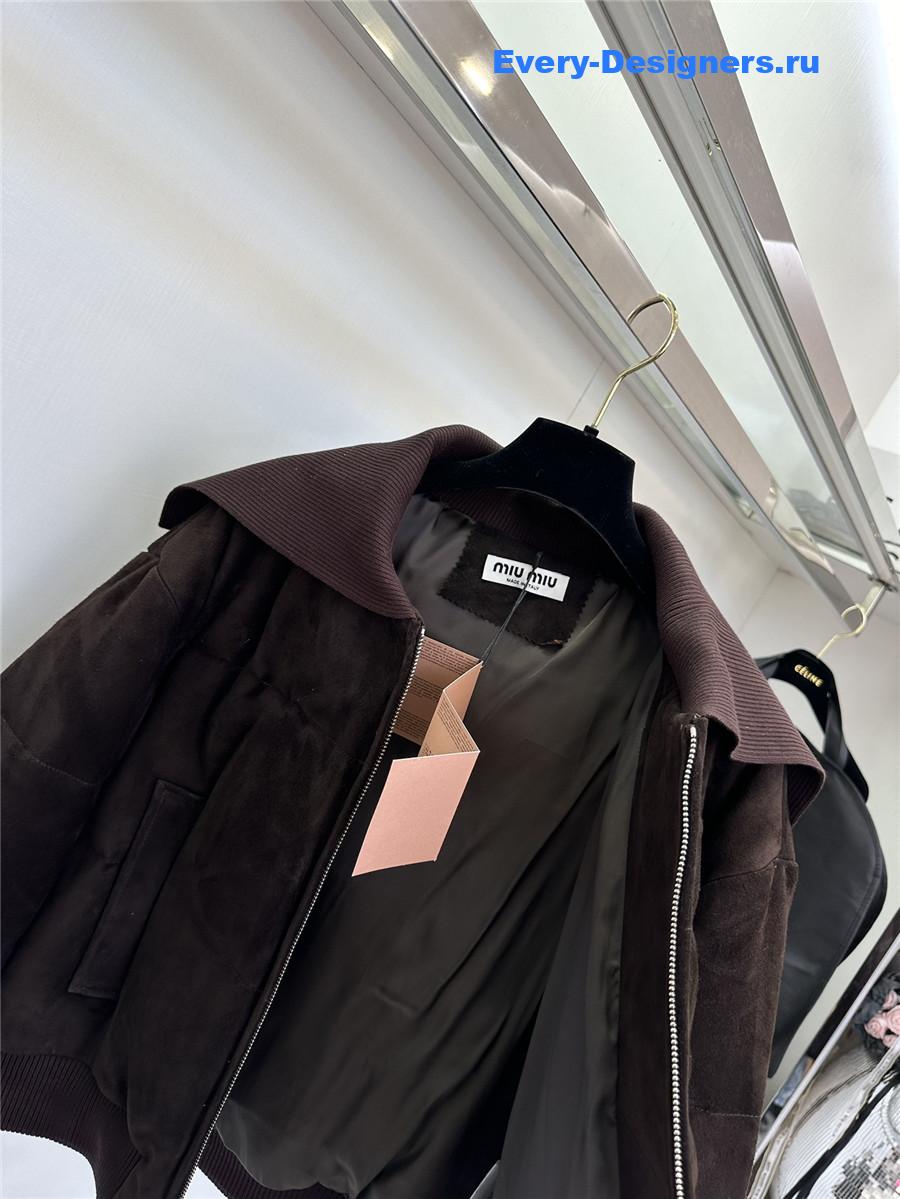 miu miu Maillard patchwork knitted jacket