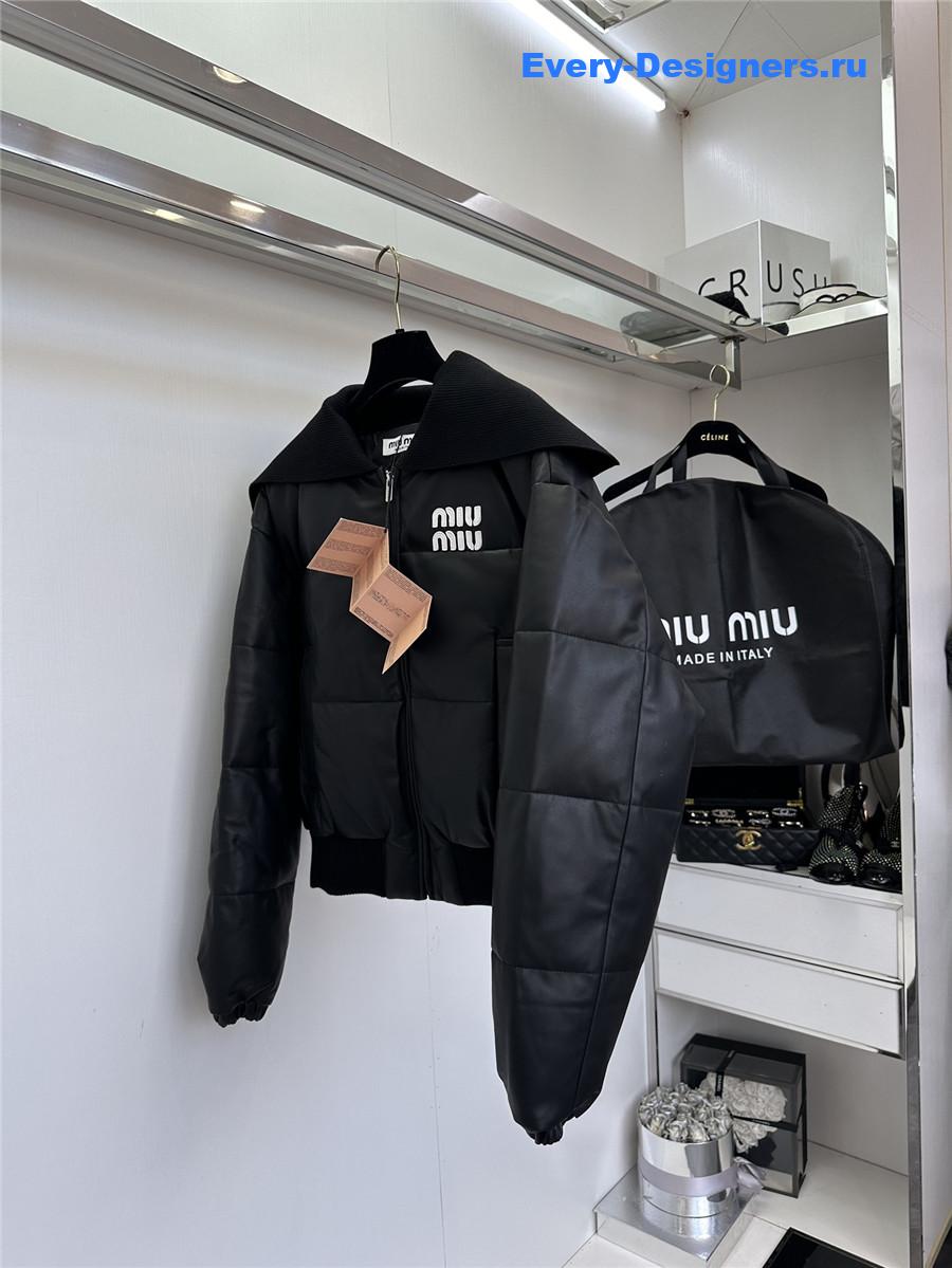 M1um1u maillard patchwork knitted jacket