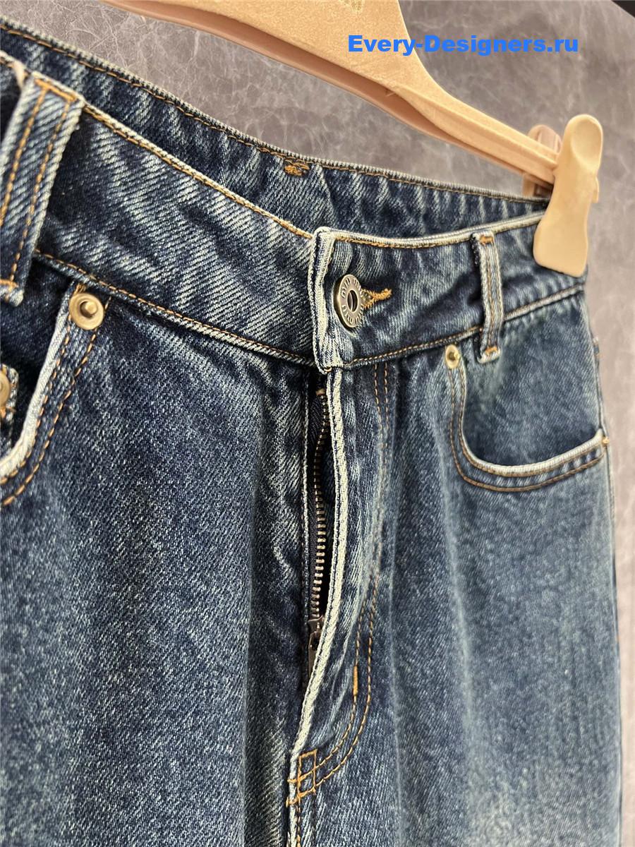 miumiu embroidered raw-edge jeans