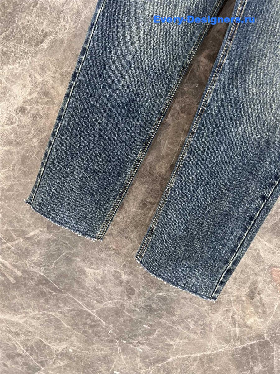 miumiu embroidered raw-edge jeans