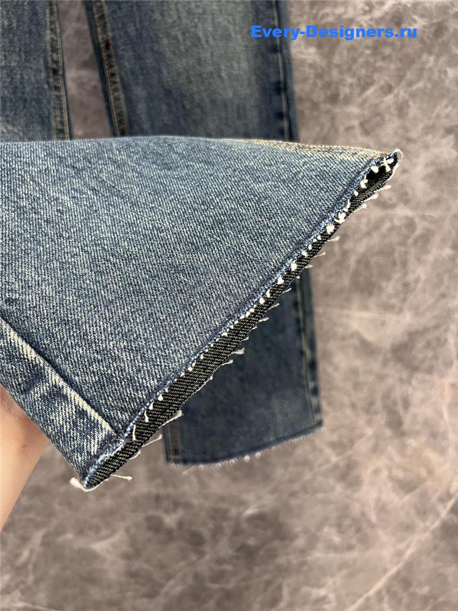 miumiu embroidered raw-edge jeans