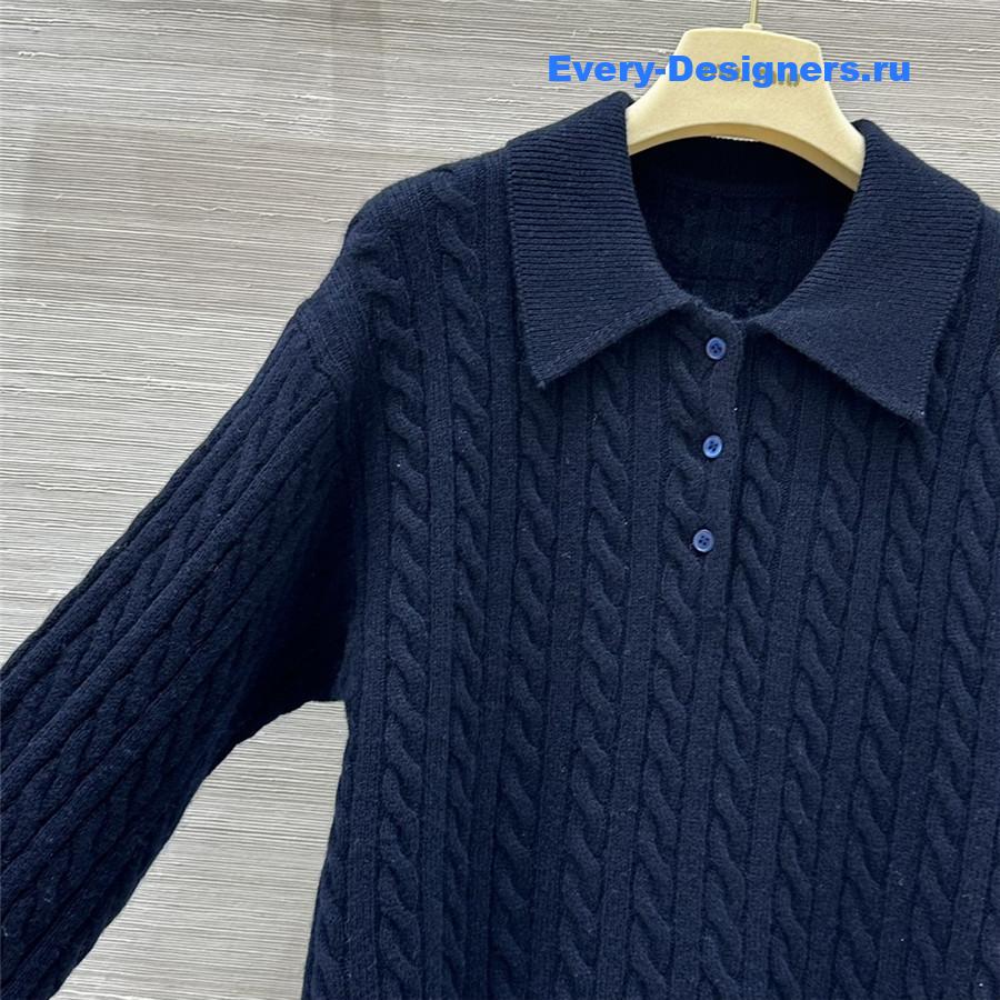 Miu Miu Clinic Knit Polo Shirt Navy