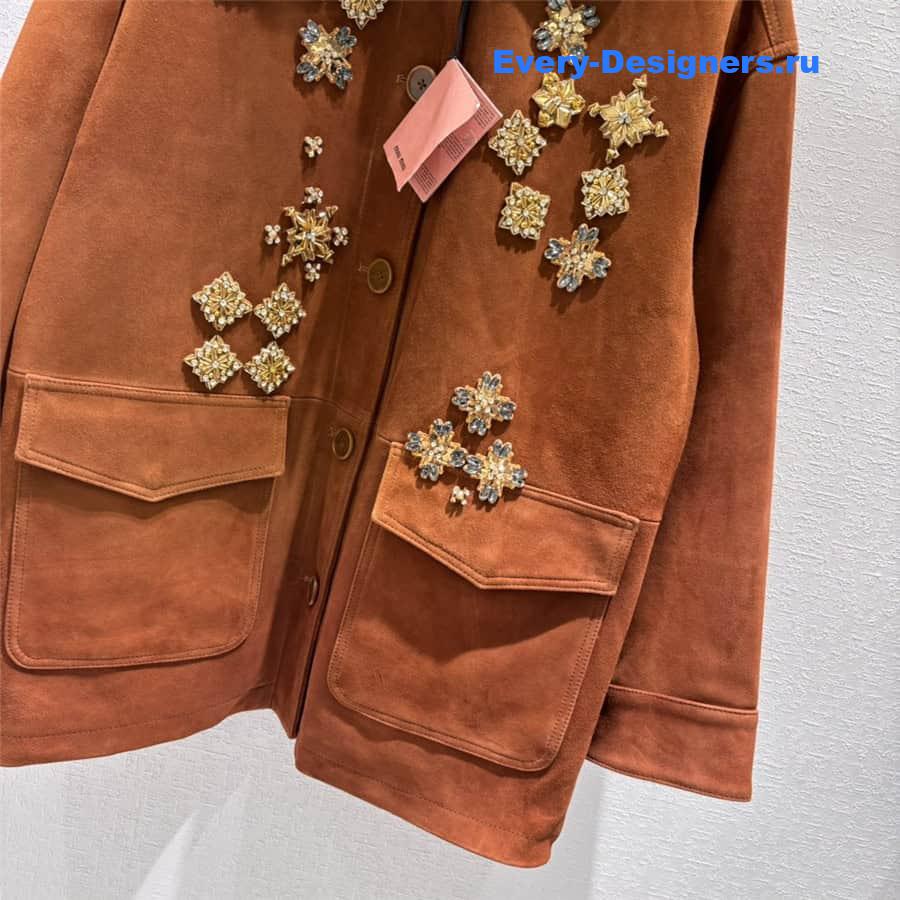 M1um1u rabbit fur lapel coat