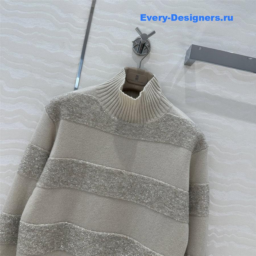 BC Sequin Knitted Cashmere Sweater in Grey