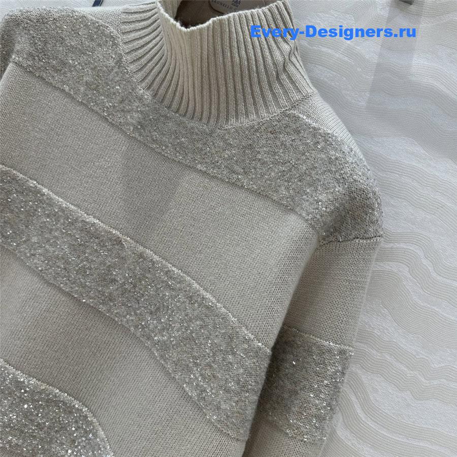 BC Sequin Knitted Cashmere Sweater in Grey