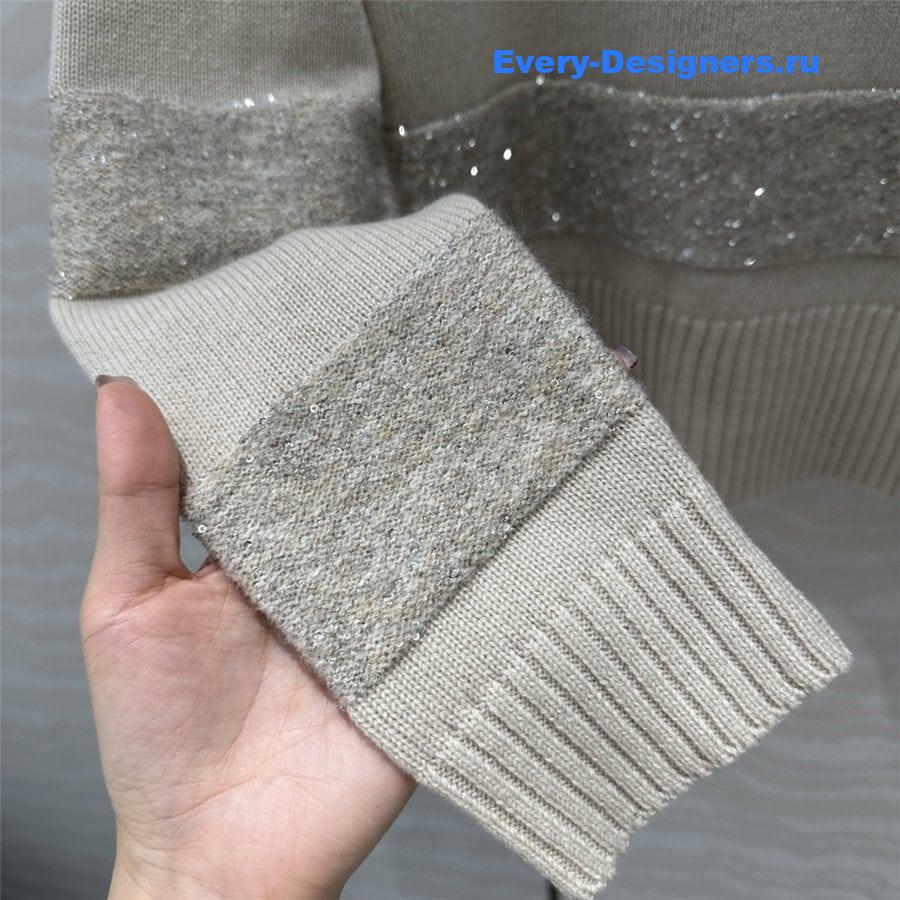 BC Sequin Knitted Cashmere Sweater in Grey