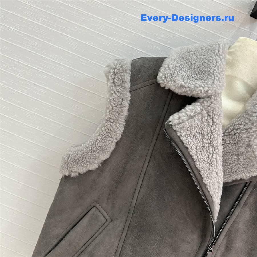 Brunello Cucinelli Grey Suede Shearling Vest