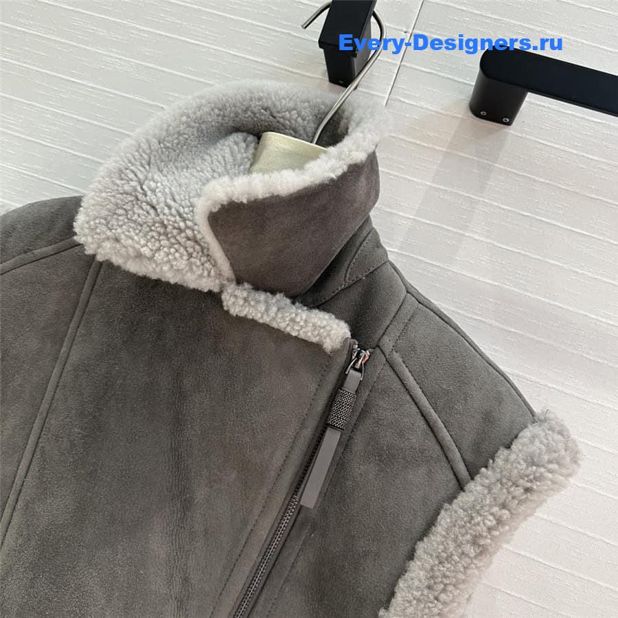 Brunello Cucinelli Grey Suede Shearling Vest
