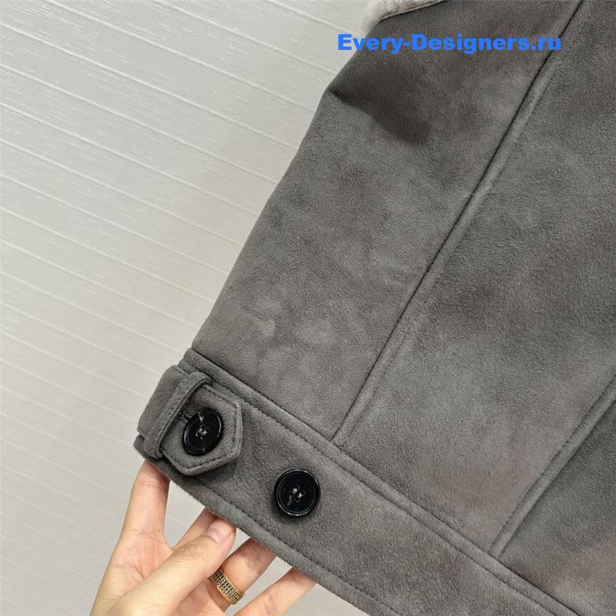 Brunello Cucinelli Grey Suede Shearling Vest