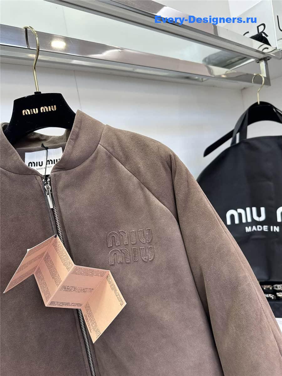 M1um1u leather down jacket