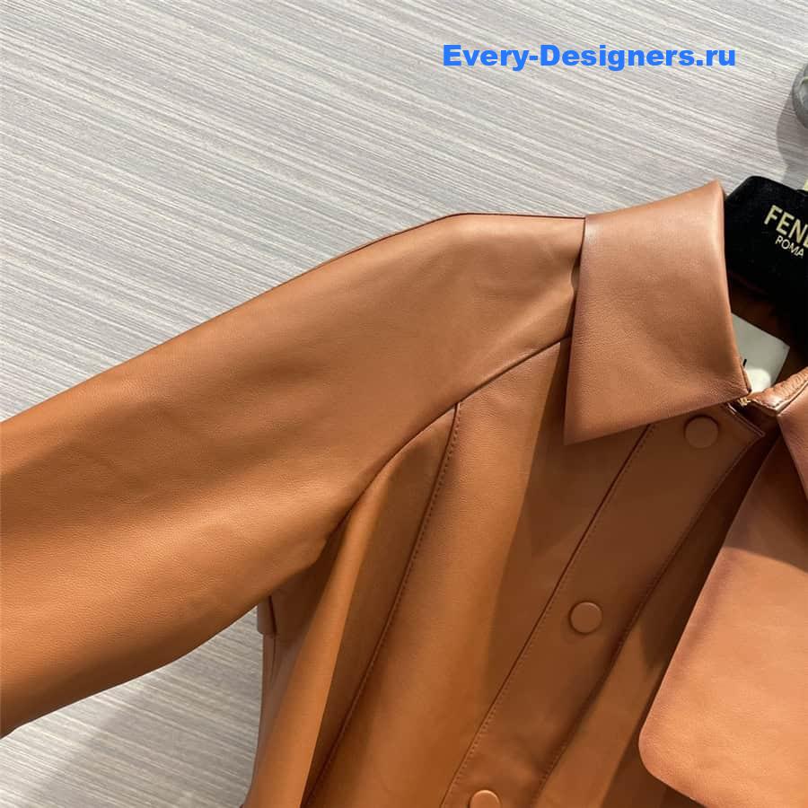 F**di long belted leather trench coat