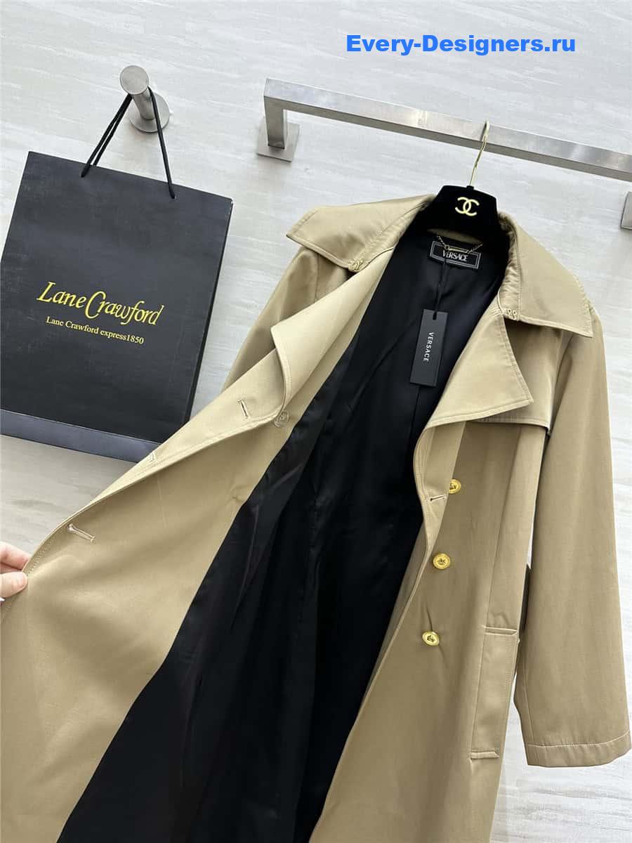 Versace double-breasted long trench coat