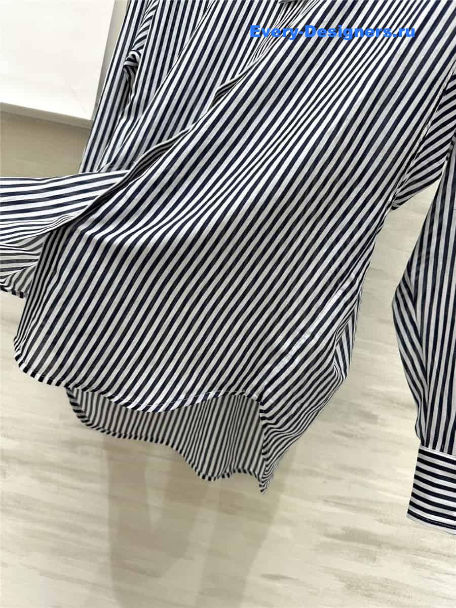 Ce1i*e vertical striped stand collar shirt